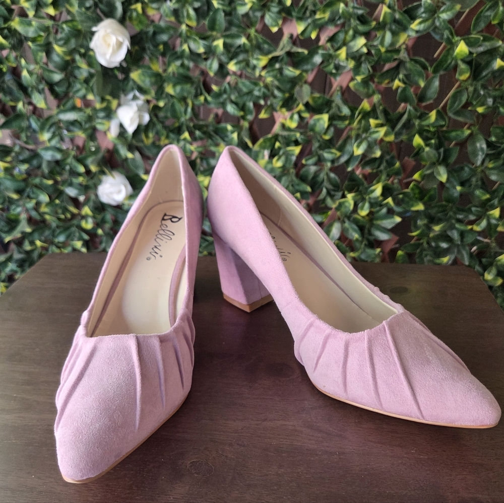 Bellini Vinnie Pleated Block Heel Pump  Lavender Purple Women Size 11 EUC *Flaw*